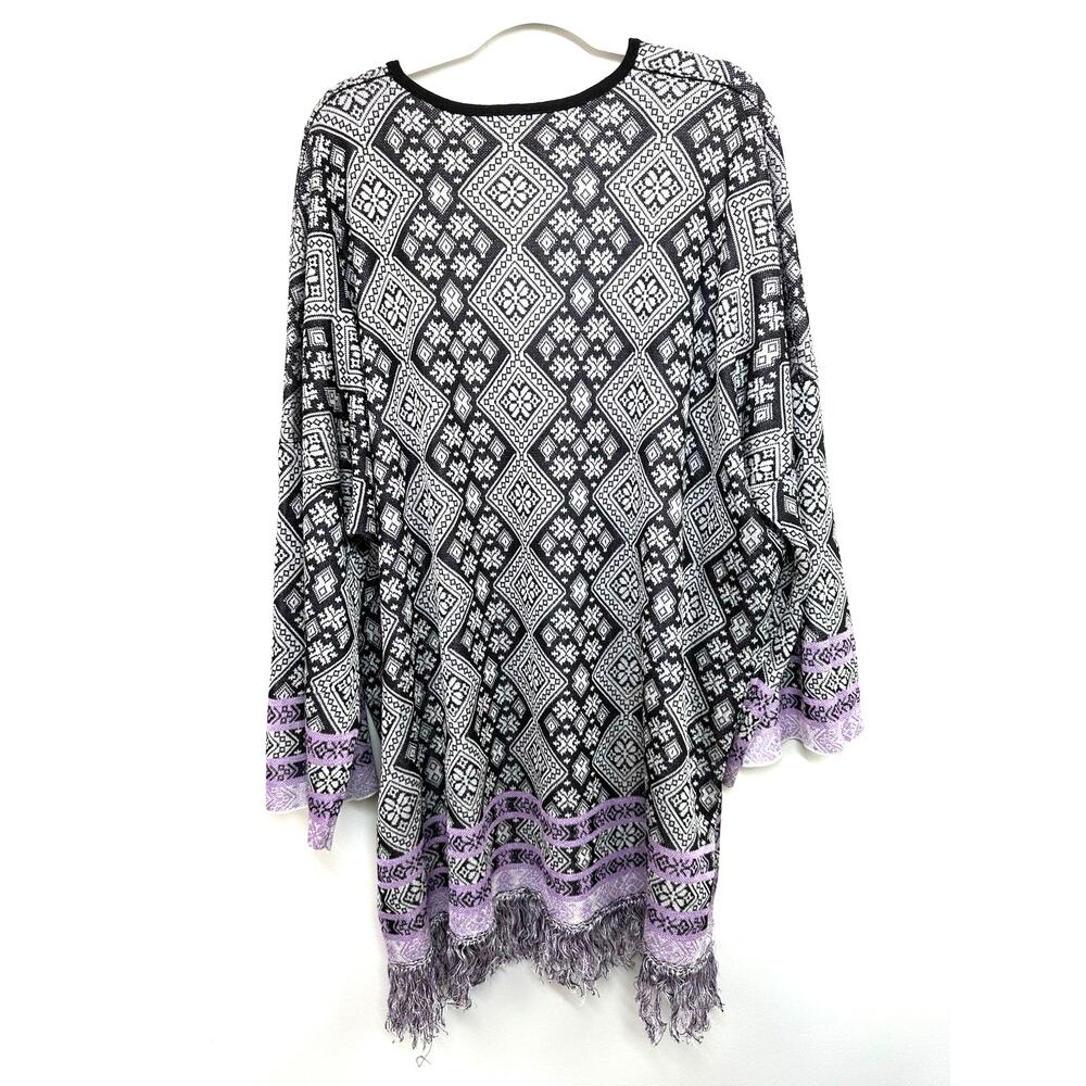 Free People It’s a Cinch Poncho Sweater Boho Fringe V-Neck Tunic Dress XL - Picture 5 of 9